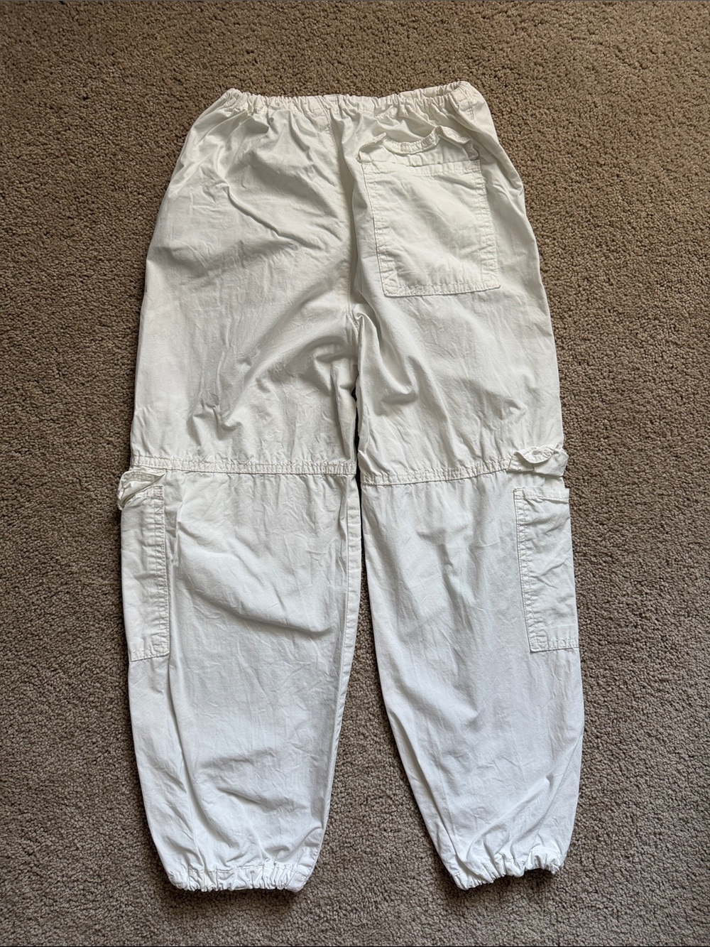 Girl’s White Cargo Jogger Pants - Elastic Waist & Ankle - Picture 3 of 3